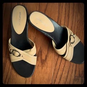 Aerosoles Canvas and Leather Slingbacks